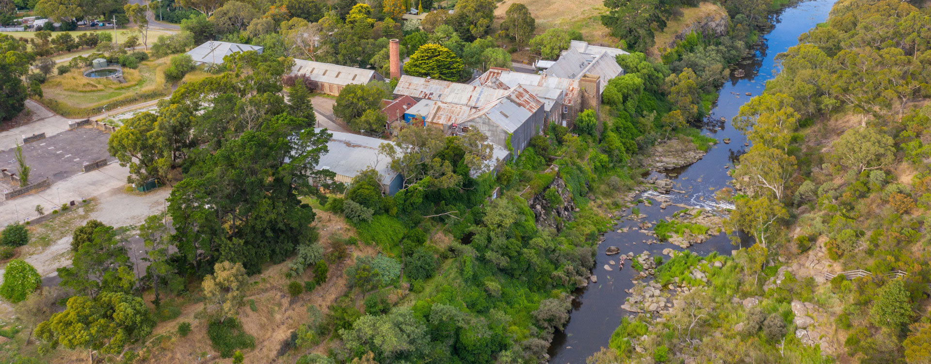 Ariel Image of Barwon River and Historic Fyansford Papermill now home to Provenance Winery