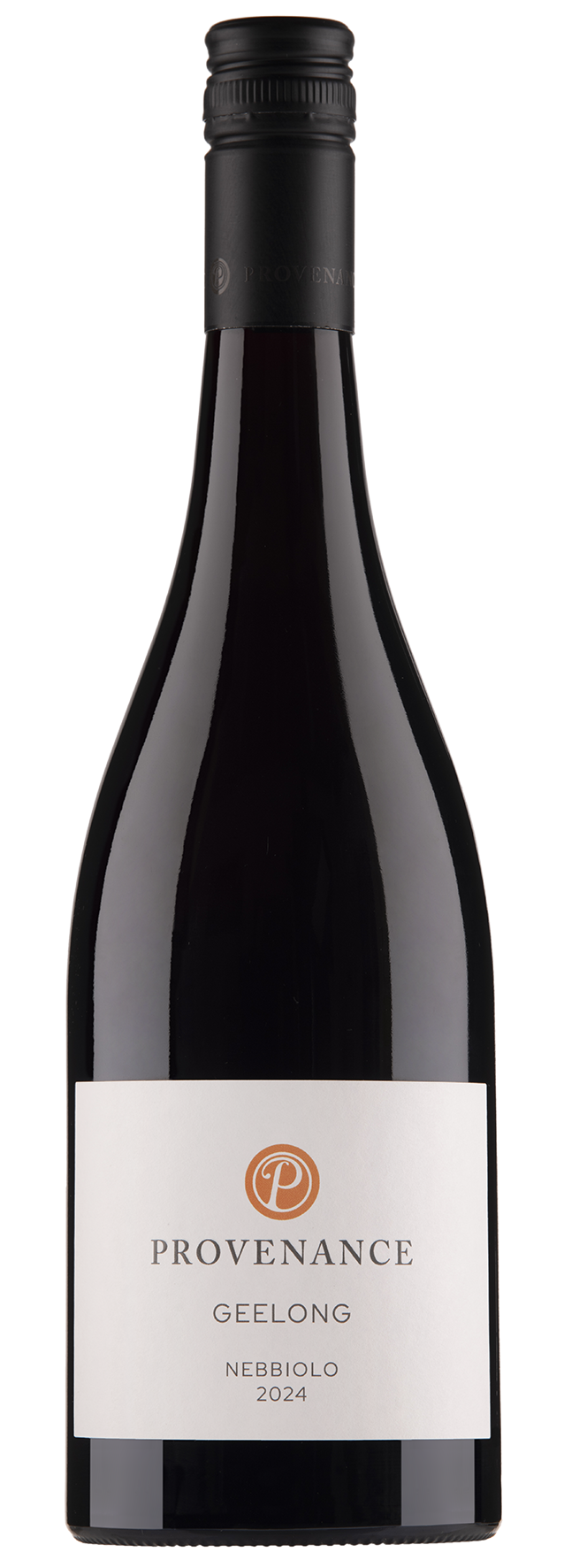 Provenance Geelong Nebbiolo wine bottle on a white background